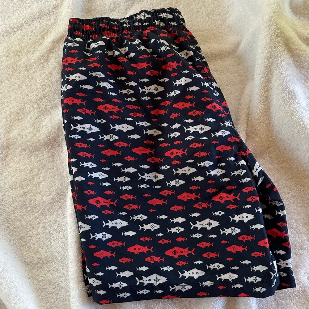 Ocean Coast Men’s Mesh Swim Shorts. Large. Patriotic Fish. Barely Worn